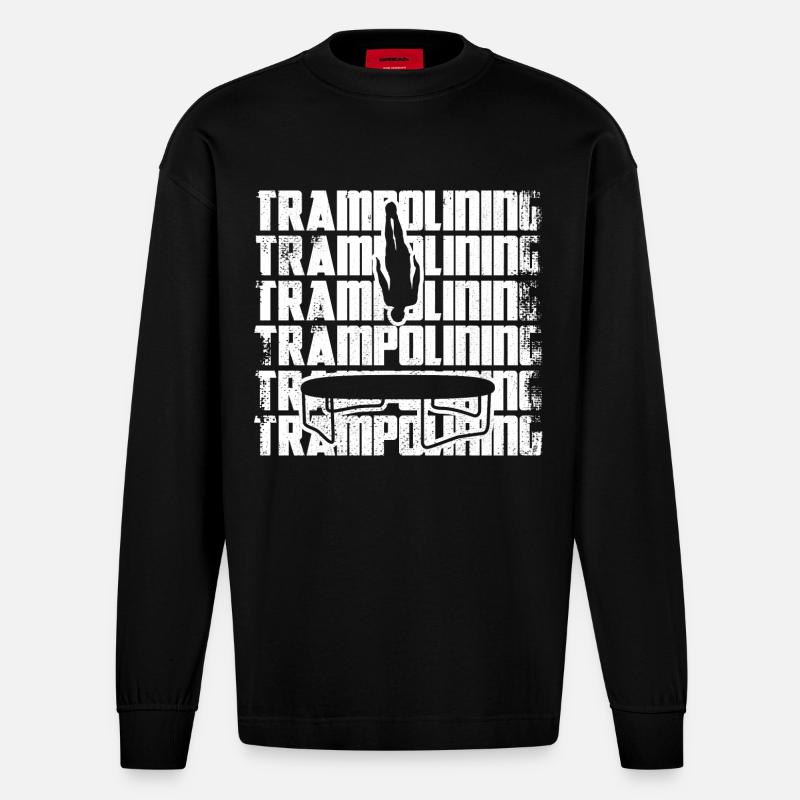 Lustiger Trampolinspringer - Heavyweight Oversized Organic Langarmshirt Made in EU - SOLID BLACK