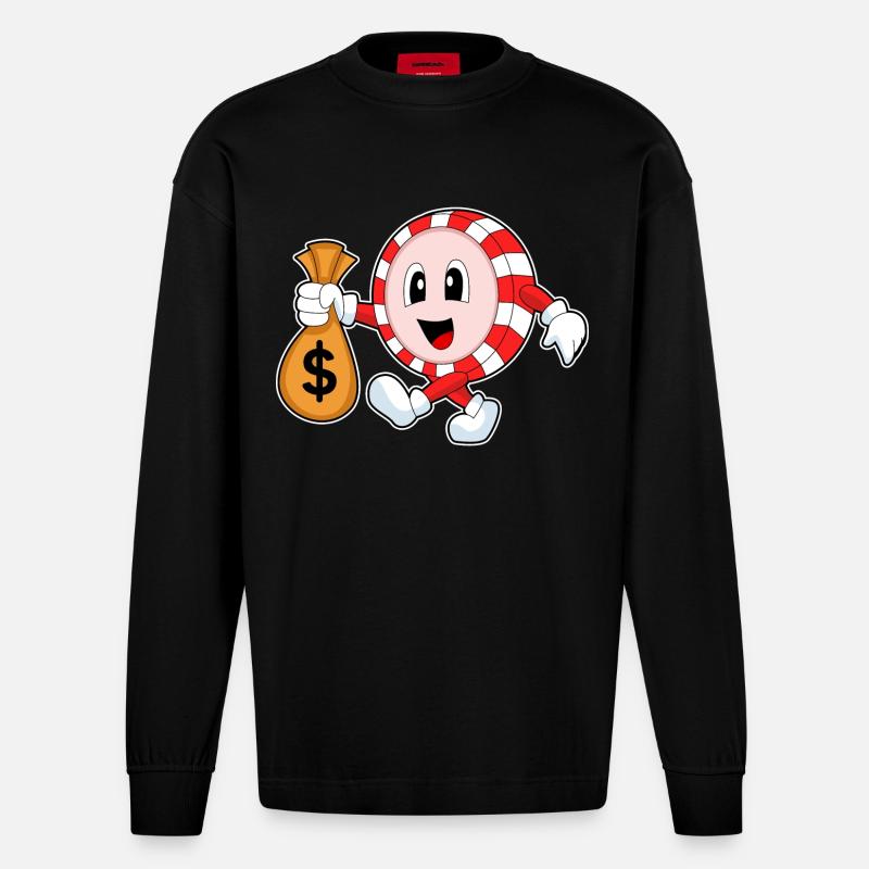 Pokerchips Poker - Heavyweight Oversized Organic Langarmshirt Made in EU - SOLID BLACK