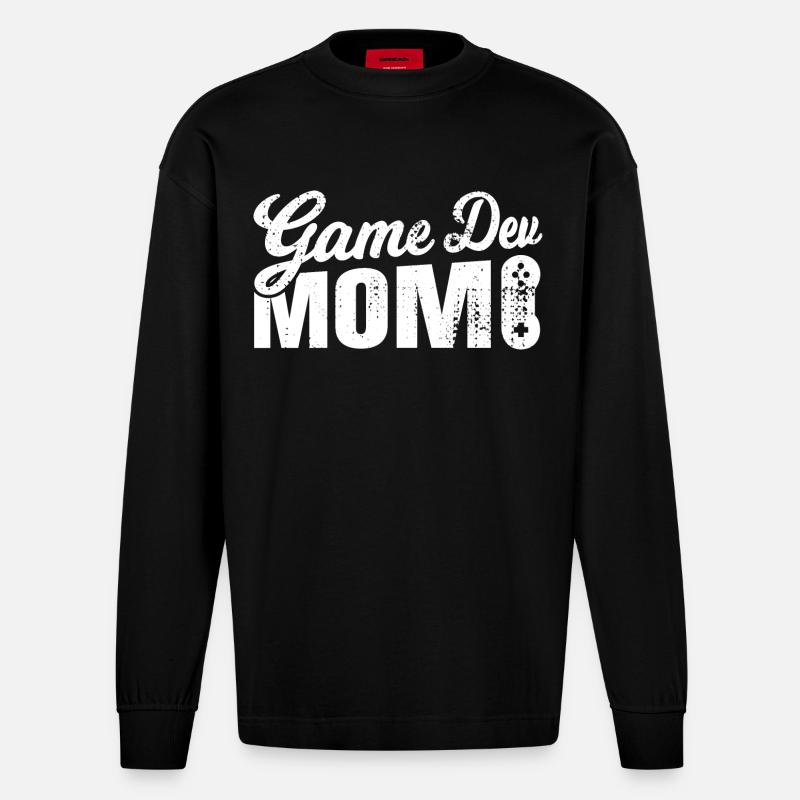 Game Dev Mom - Heavyweight Oversized Organic Longsleeve Shirt Made in EU - SOLID BLACK
