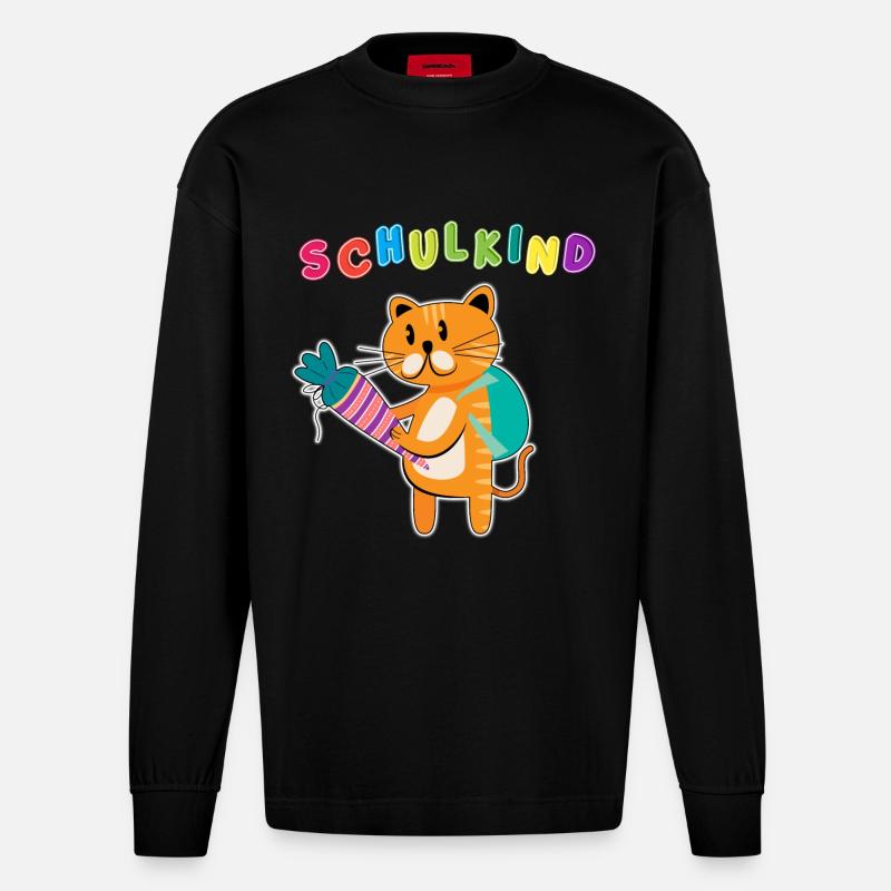 Schulkind Einschulung | Schulanfang ABC-Schütze - Heavyweight Oversized Organic Langarmshirt Made in EU - SOLID BLACK
