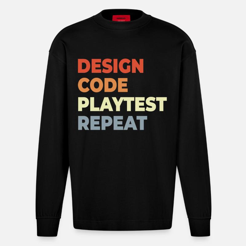 Spielentwicklung Workflow - Heavyweight Oversized Organic Langarmshirt Made in EU - SOLID BLACK