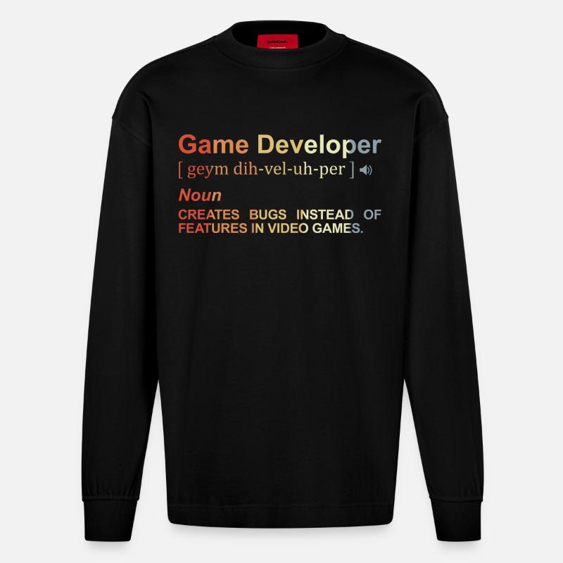 Game Developer Definition - Heavyweight Oversized Organic Longsleeve Shirt Made in EU - SOLID BLACK