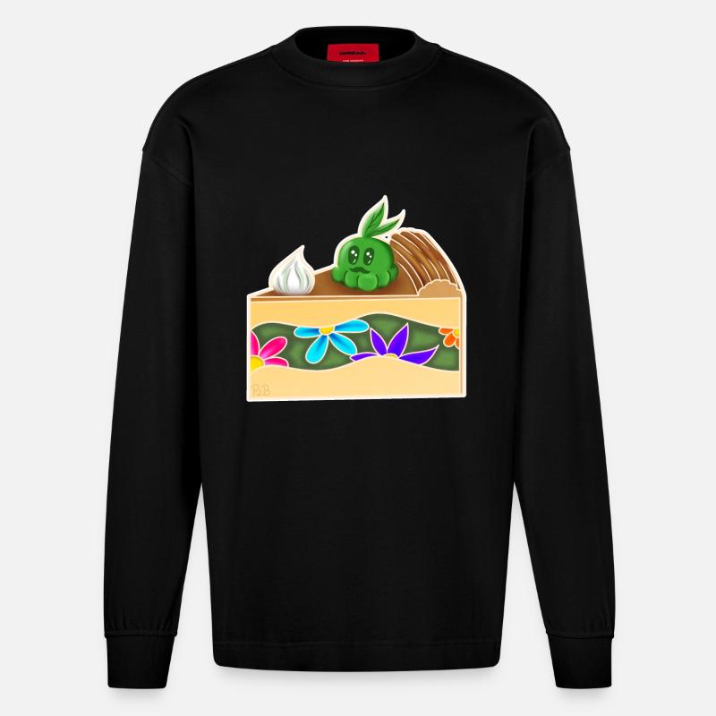 PieceOfCakeGrows! - Heavyweight Oversized Organic Langarmshirt Made in EU - SOLID BLACK