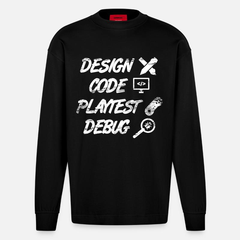 Programmation de jeux - Manches longues bio épais oversize fabriqué en UE - SOLID BLACK