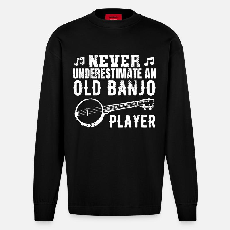 Banjo Großvater - Heavyweight Oversized Organic Langarmshirt Made in EU - SOLID BLACK