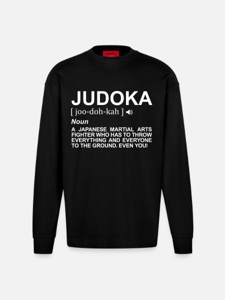 Judoka Meaning - Heavyweight Oversized Organic Longsleeve Shirt Made in EU - SOLID BLACK