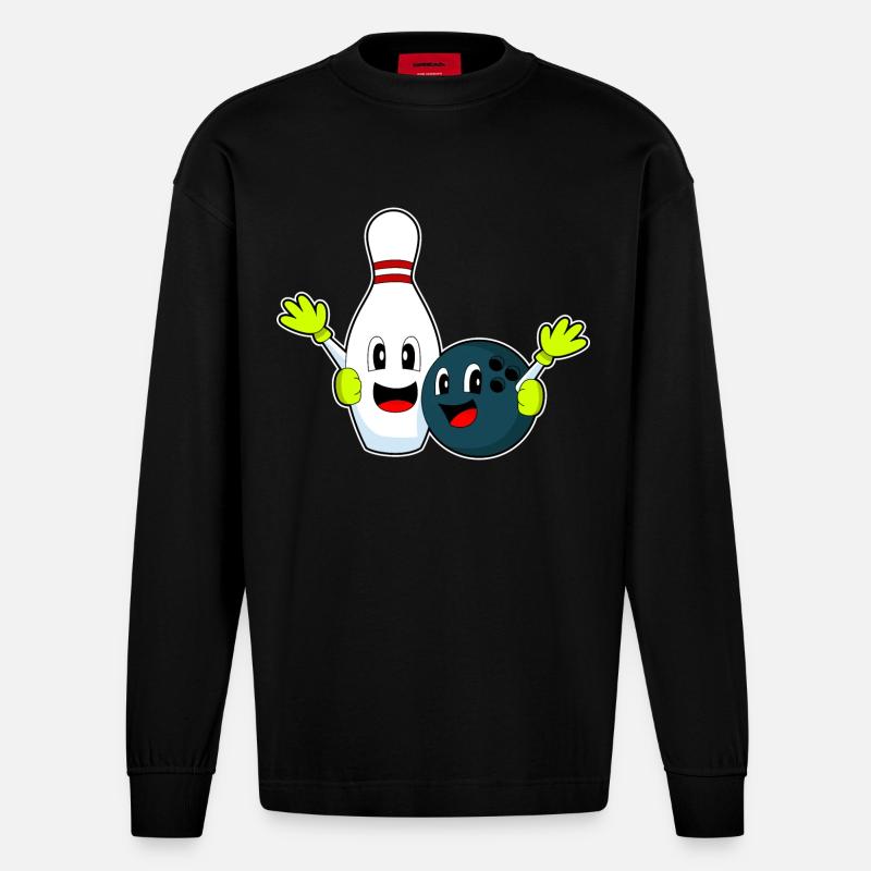Bowling-Pin Bowling Bowlingkugel - Heavyweight Oversized Organic Langarmshirt Made in EU - SOLID BLACK
