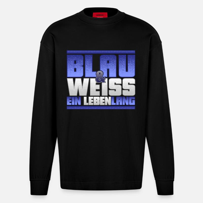 Blau Weiss ein Leben Lang - Heavyweight Oversized Organic Langarmshirt Made in EU - SOLID BLACK
