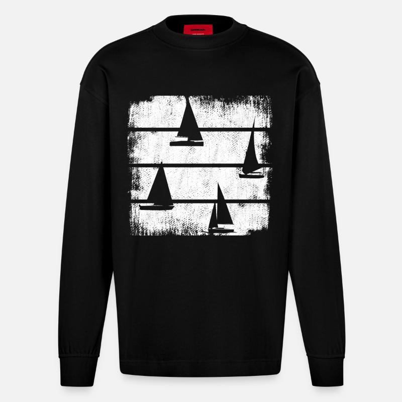 Segelschiffe - Heavyweight Oversized Organic Langarmshirt Made in EU - SOLID BLACK