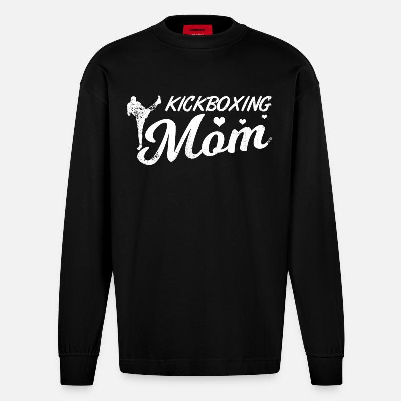 Mère kickboxeuse - Manches longues bio épais oversize fabriqué en UE - SOLID BLACK
