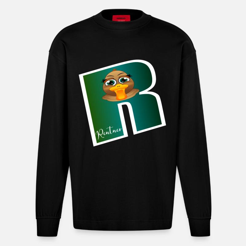 Abschiedsgeschenke Rente Ente - Heavyweight Oversized Organic Langarmshirt Made in EU - SOLID BLACK
