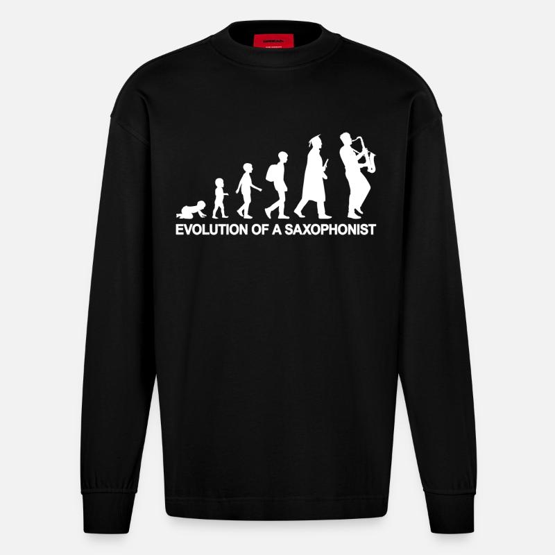 Évolution d’un saxophoniste - Manches longues bio épais oversize fabriqué en UE - SOLID BLACK