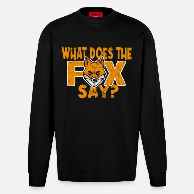 What does the Fox say - Heavyweight Oversized Organic Langarmshirt Made in EU - SOLID BLACK