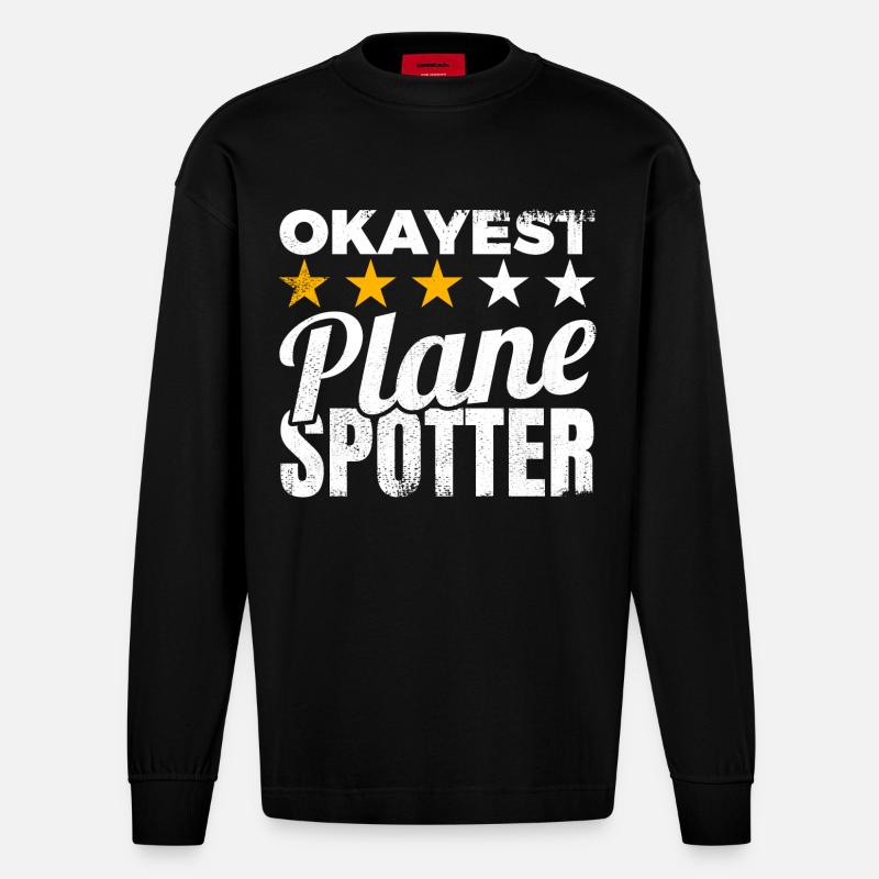 Durchschnittlicher Planespotter - Heavyweight Oversized Organic Langarmshirt Made in EU - SOLID BLACK