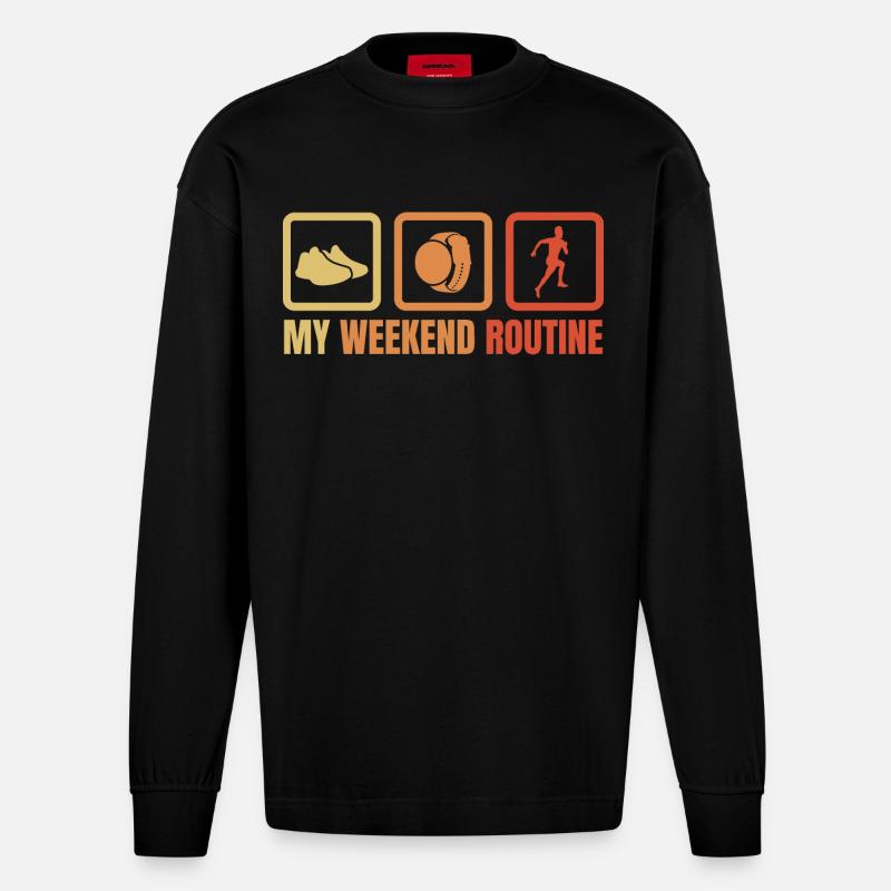 Läufer Wochenendroutine - Heavyweight Oversized Organic Langarmshirt Made in EU - SOLID BLACK