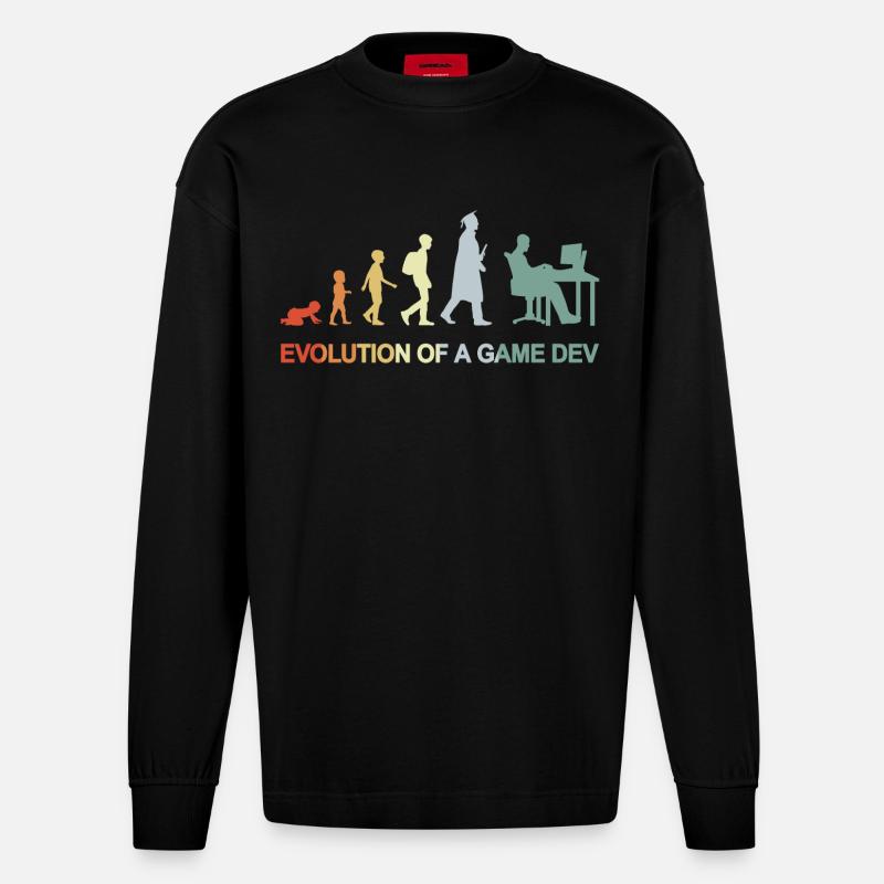 Game Dev Evolution - Heavyweight Oversized Organic Longsleeve Shirt Made in EU - SOLID BLACK