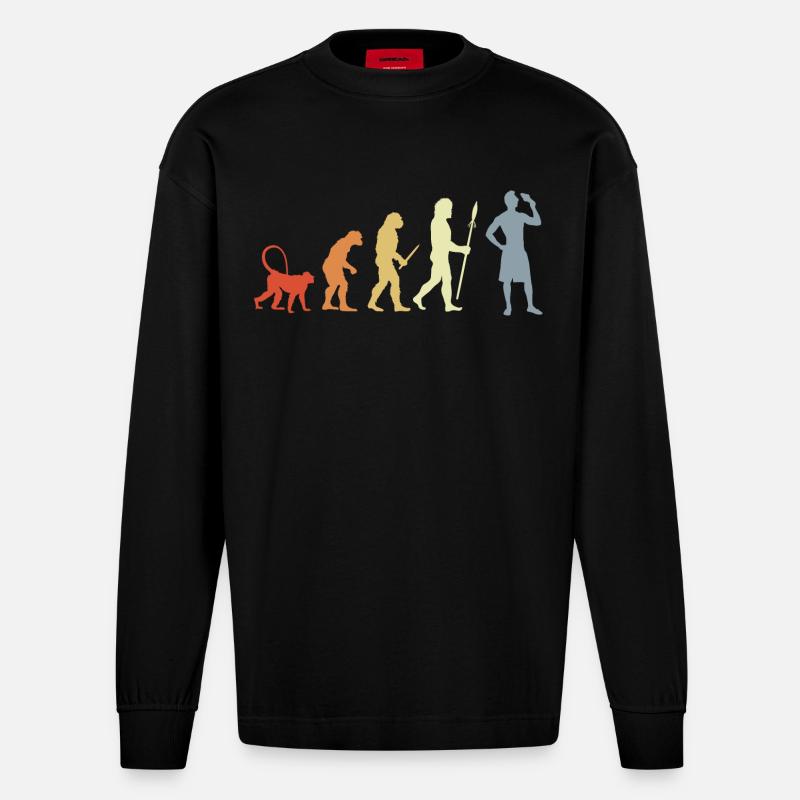 Evolution Eiscreme Liebhaber - Heavyweight Oversized Organic Langarmshirt Made in EU - SOLID BLACK