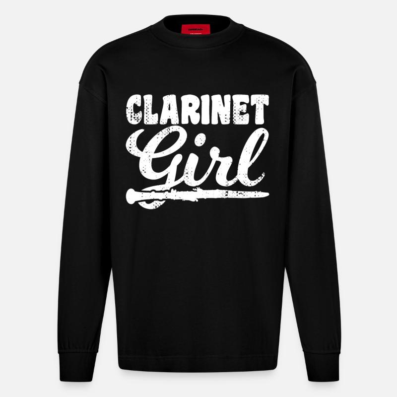 Clarinettiste - Manches longues bio épais oversize fabriqué en UE - SOLID BLACK