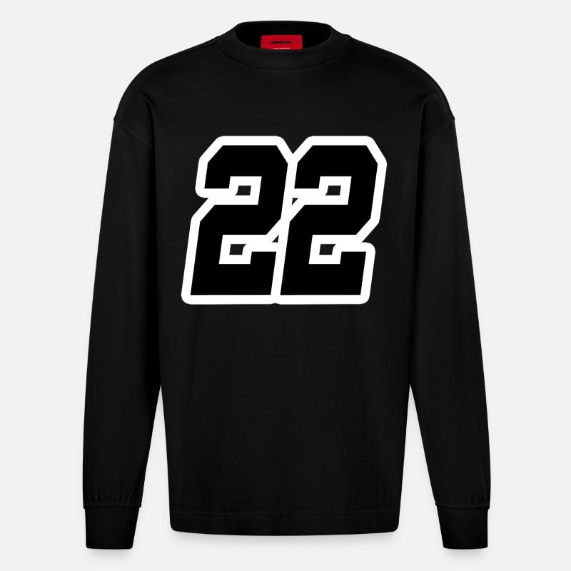 Nummer zweiundzwanzig 22 - Heavyweight Oversized Organic Langarmshirt Made in EU - SOLID BLACK