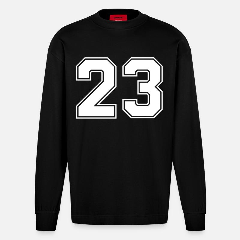 Nummer dreiundzwanzig 23 - Heavyweight Oversized Organic Langarmshirt Made in EU - SOLID BLACK