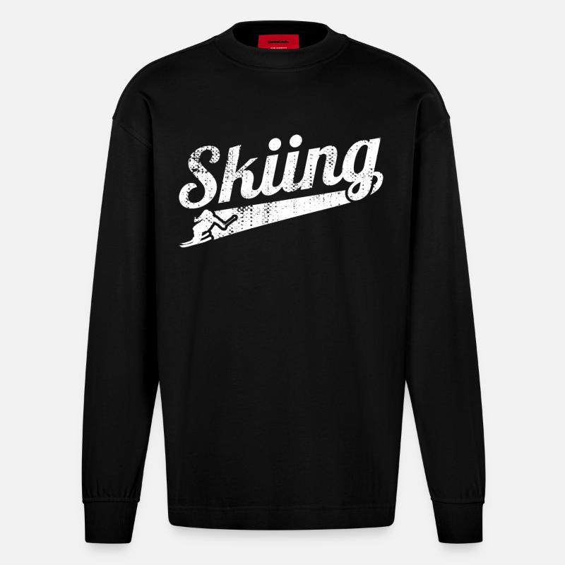 Skirennfahrer - Heavyweight Oversized Organic Langarmshirt Made in EU - SOLID BLACK
