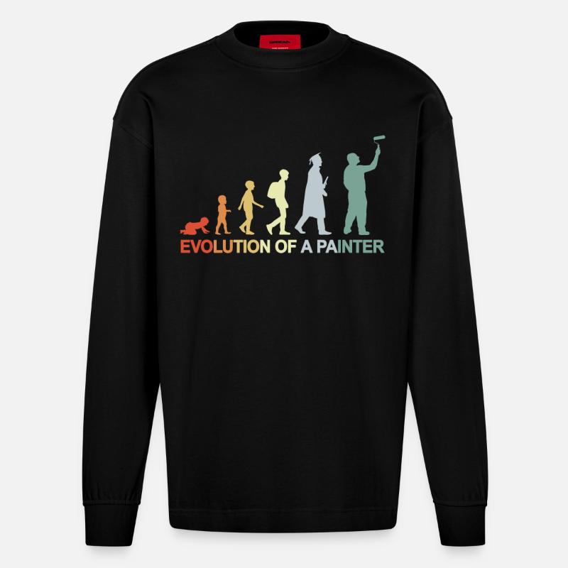Painter Varnisher Evolution - Heavyweight Oversized Organic Longsleeve Shirt Made in EU - SOLID BLACK