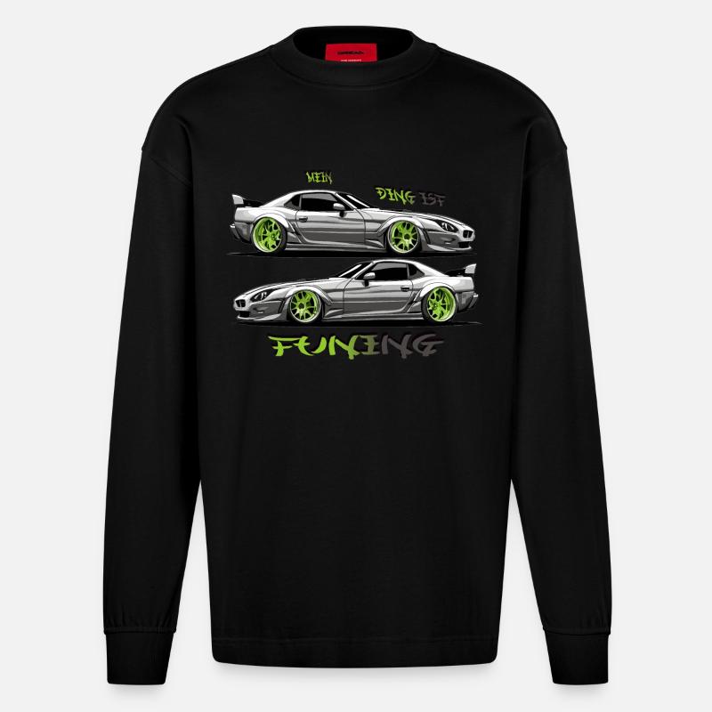 Mon truc, c’est le tuning - Manches longues bio épais oversize fabriqué en UE - SOLID BLACK