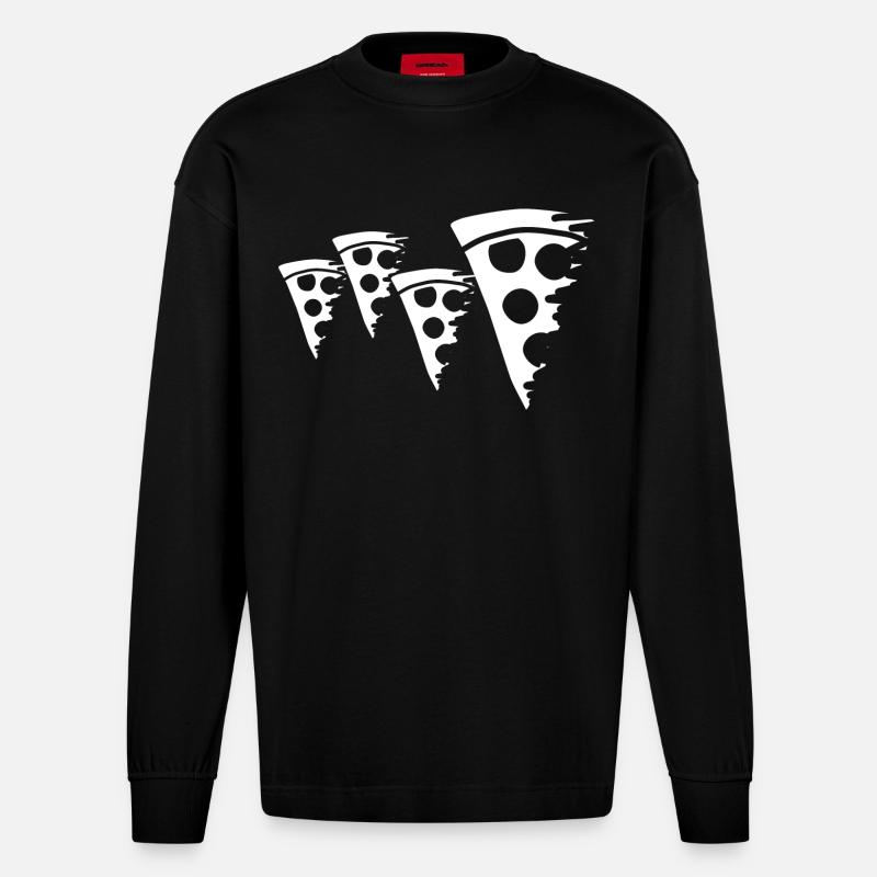 Pizza Skizze - Heavyweight Oversized Organic Langarmshirt Made in EU - SOLID BLACK