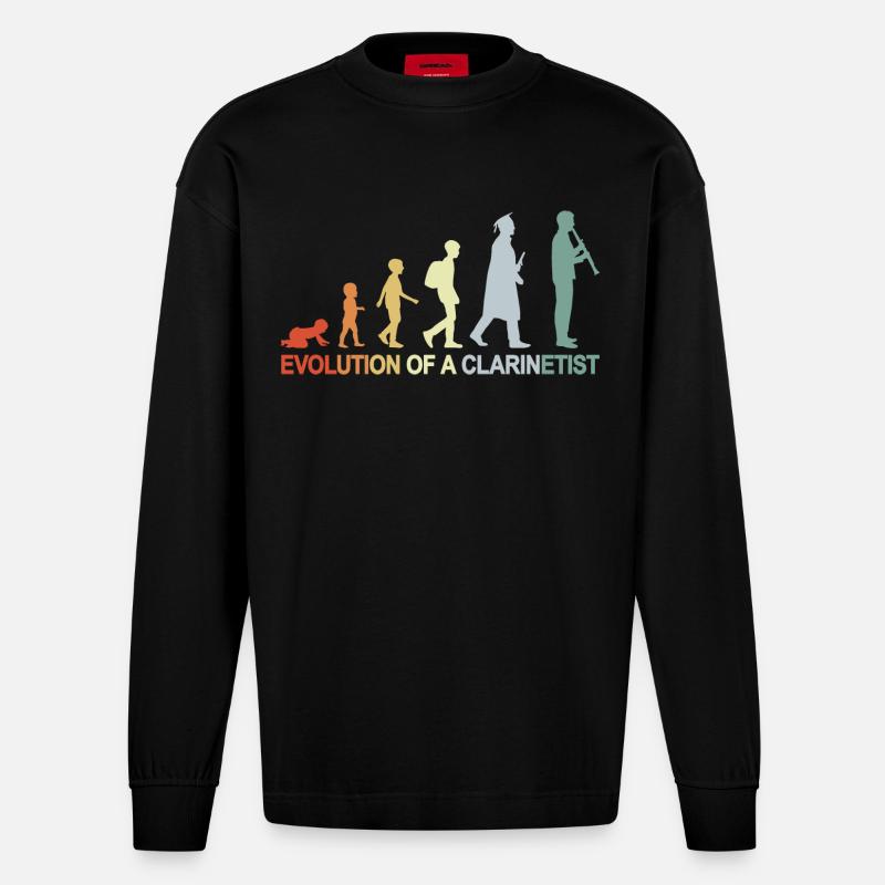 Clarinet Evolution - Heavyweight Oversized Organic Longsleeve Shirt Made in EU - SOLID BLACK