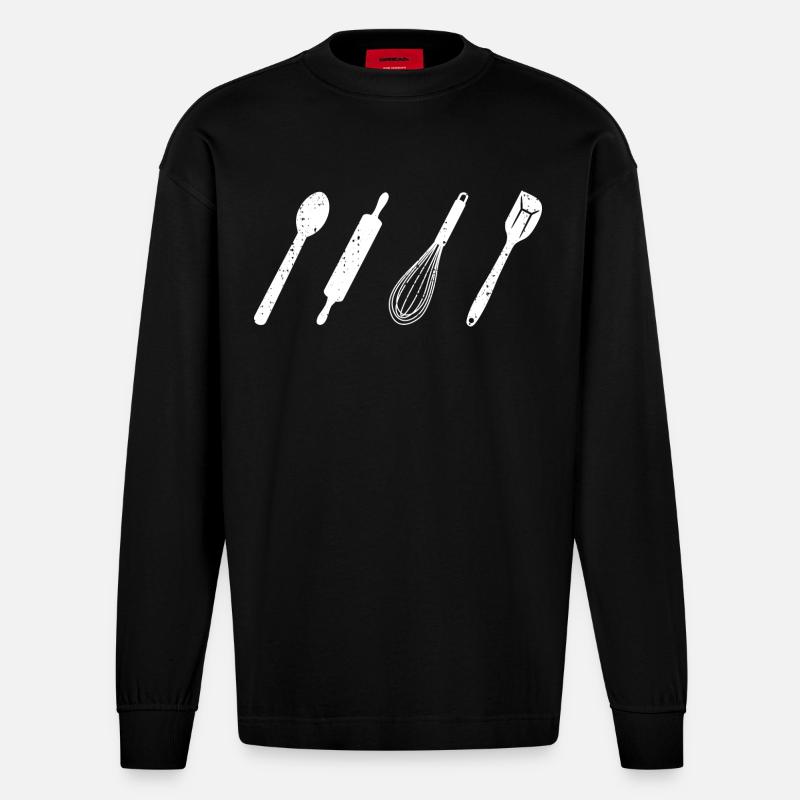 Backutensilien - Heavyweight Oversized Organic Langarmshirt Made in EU - SOLID BLACK