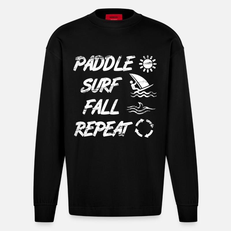 Windsurfer Spruch - Heavyweight Oversized Organic Langarmshirt Made in EU - SOLID BLACK