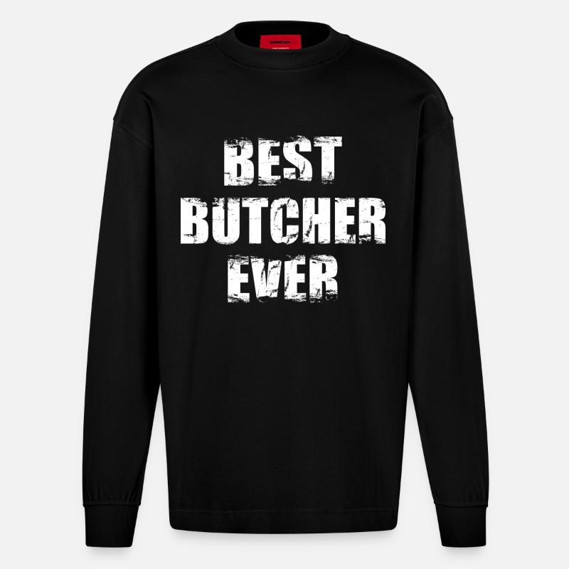 Bester Metzger - Heavyweight Oversized Organic Langarmshirt Made in EU - SOLID BLACK