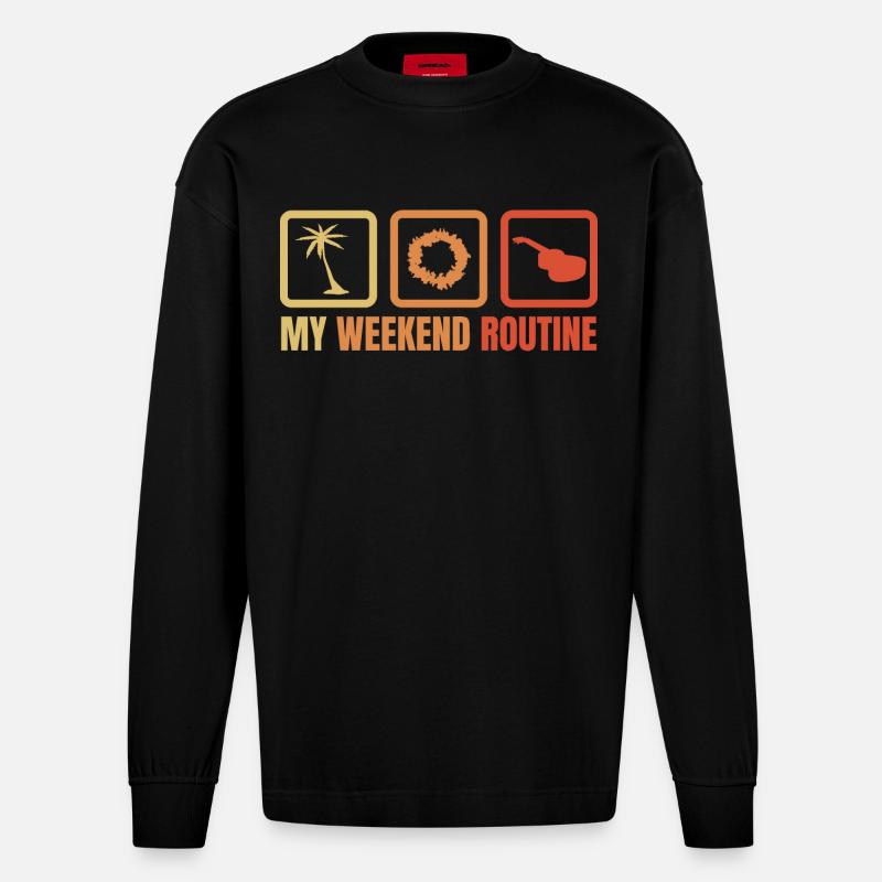 Ma routine du week-end - Manches longues bio épais oversize fabriqué en UE - SOLID BLACK