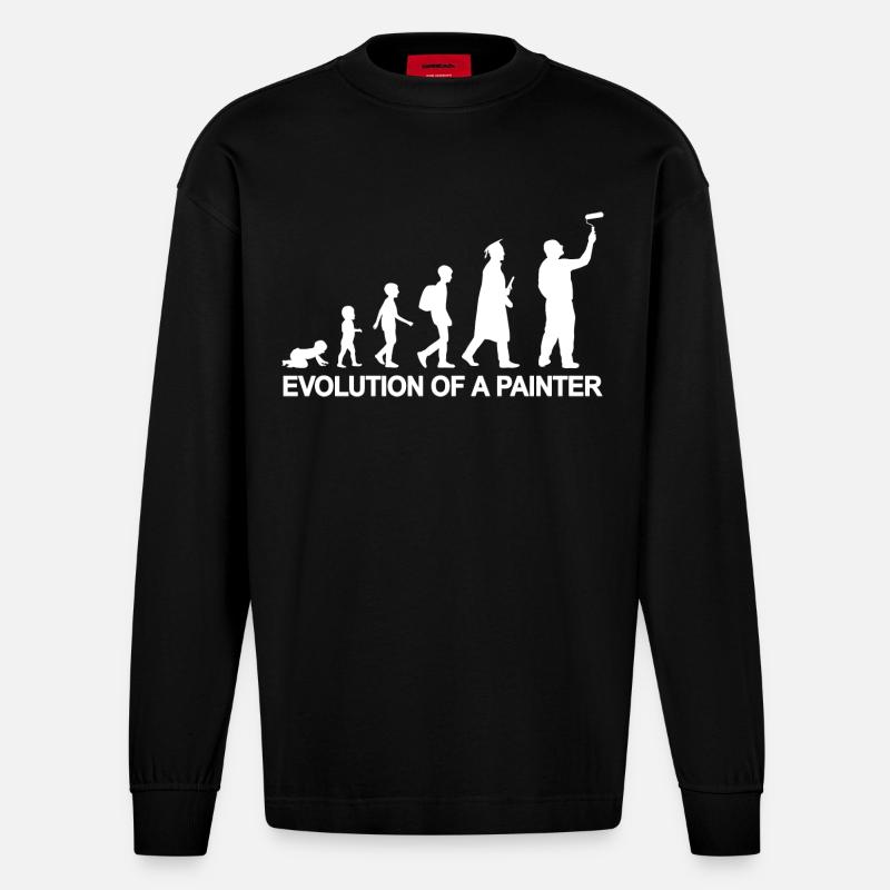 Development from child to painter - Heavyweight Oversized Organic Longsleeve Shirt Made in EU - SOLID BLACK