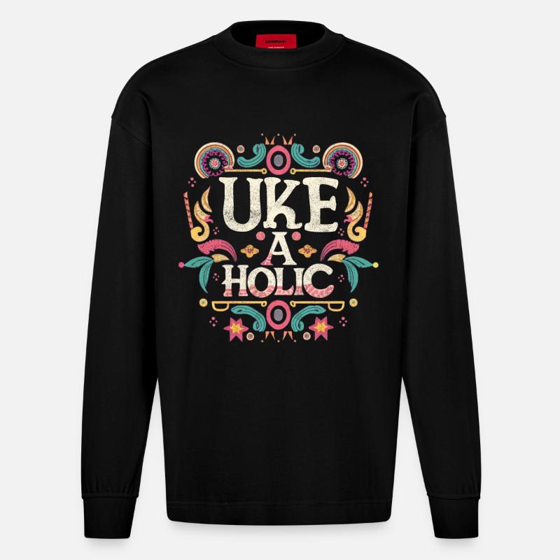 Uke-aholic - Heavyweight Oversized Organic Langarmshirt Made in EU - SOLID BLACK