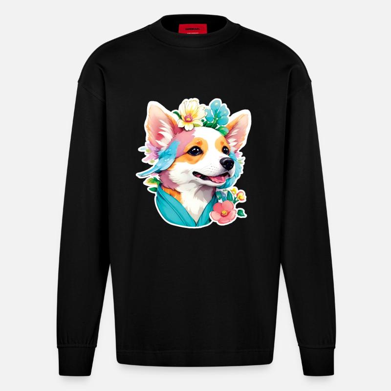 Corgi - Manches longues bio épais oversize fabriqué en UE - SOLID BLACK