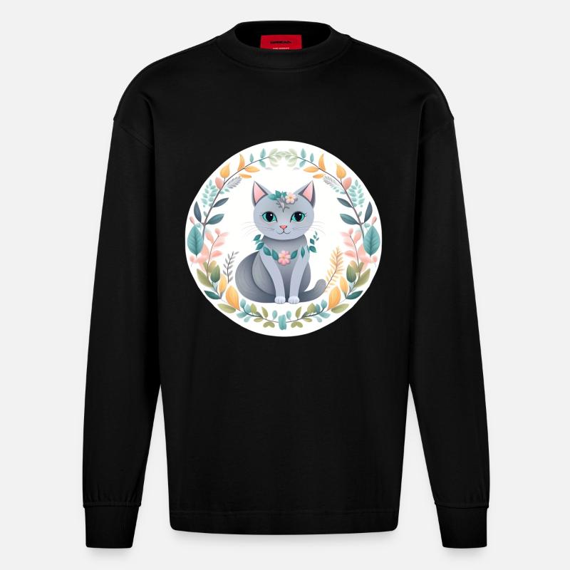 Nature Liberté Chat - Manches longues bio épais oversize fabriqué en UE - SOLID BLACK