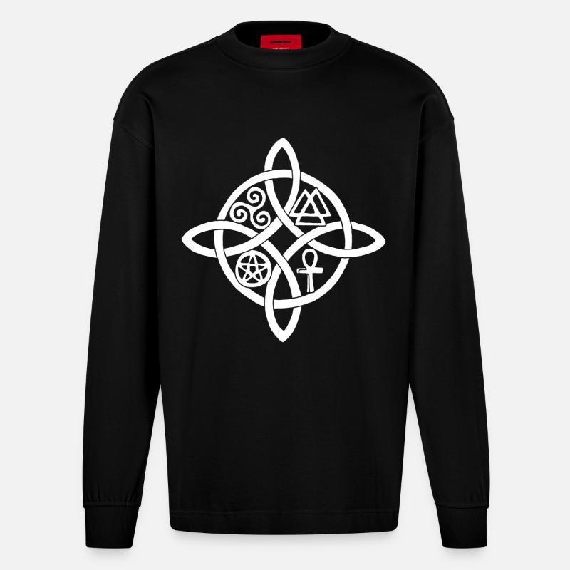 Noeud de sorcière blanc - Manches longues bio épais oversize fabriqué en UE - SOLID BLACK