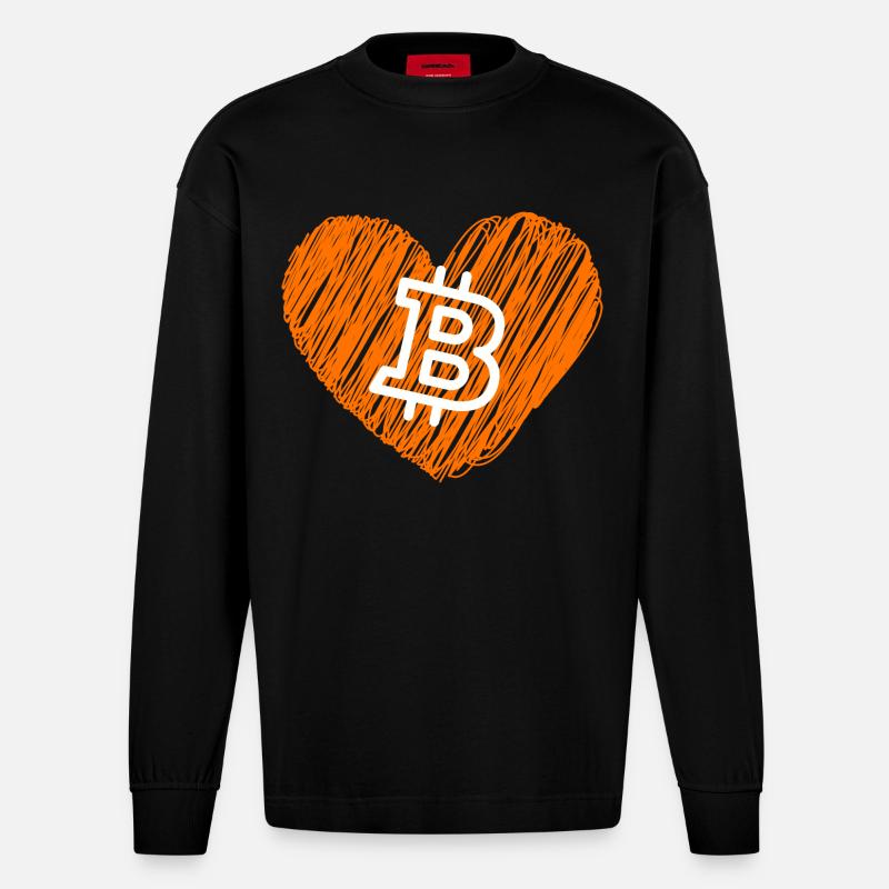 Bitcoin Crypto Cryptocurrency Splash - Manches longues bio épais oversize fabriqué en UE - SOLID BLACK