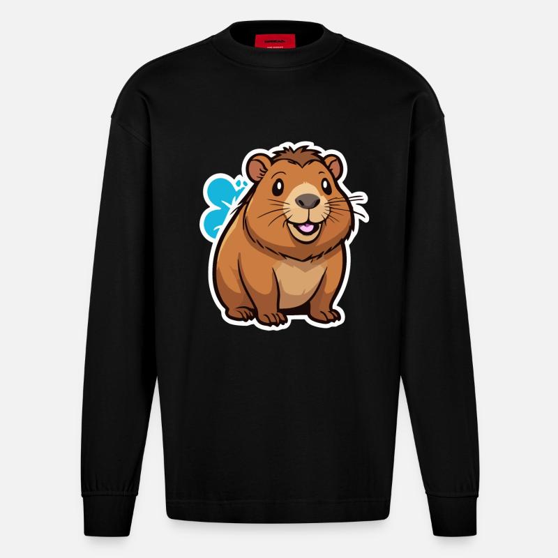 Capybara - Heavyweight Oversized Organic Langarmshirt Made in EU - SOLID BLACK