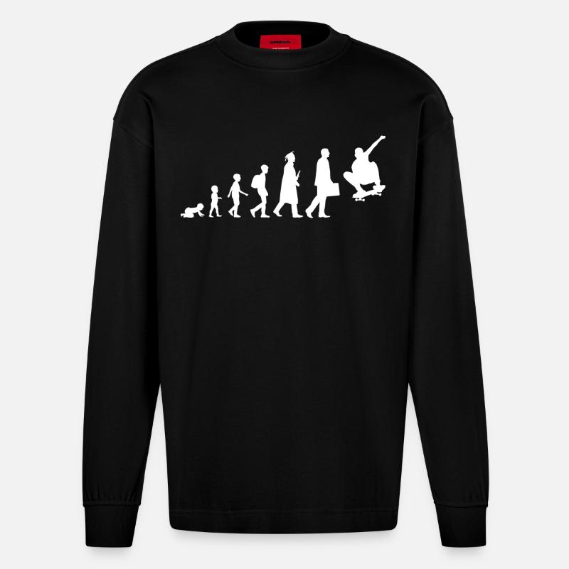 Entwicklung eines Skateboarders - Heavyweight Oversized Organic Langarmshirt Made in EU - SOLID BLACK