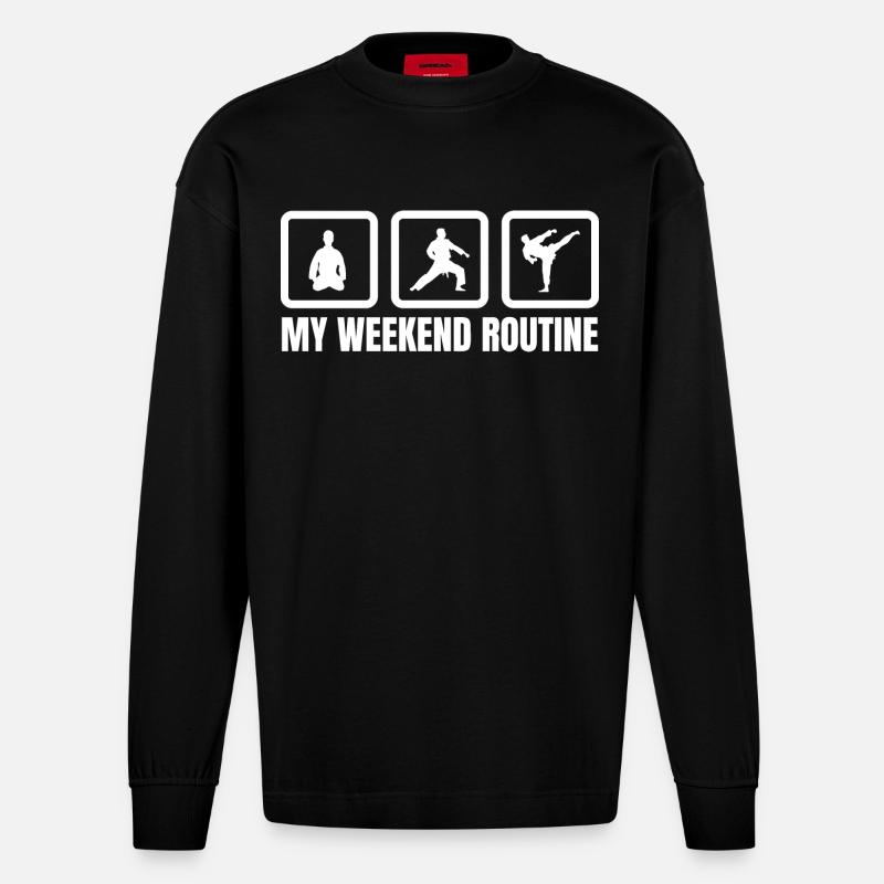 Karate Wochenende - Heavyweight Oversized Organic Langarmshirt Made in EU - SOLID BLACK