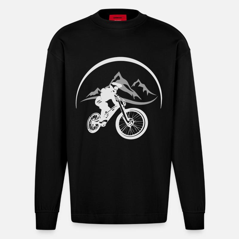 Mountainbiker - Heavyweight Oversized Organic Langarmshirt Made in EU - SOLID BLACK