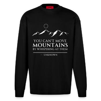 Citation motivante Déplacer des montagnes - Manches longues bio épais oversize fabriqué en UE - SOLID BLACK - Devant