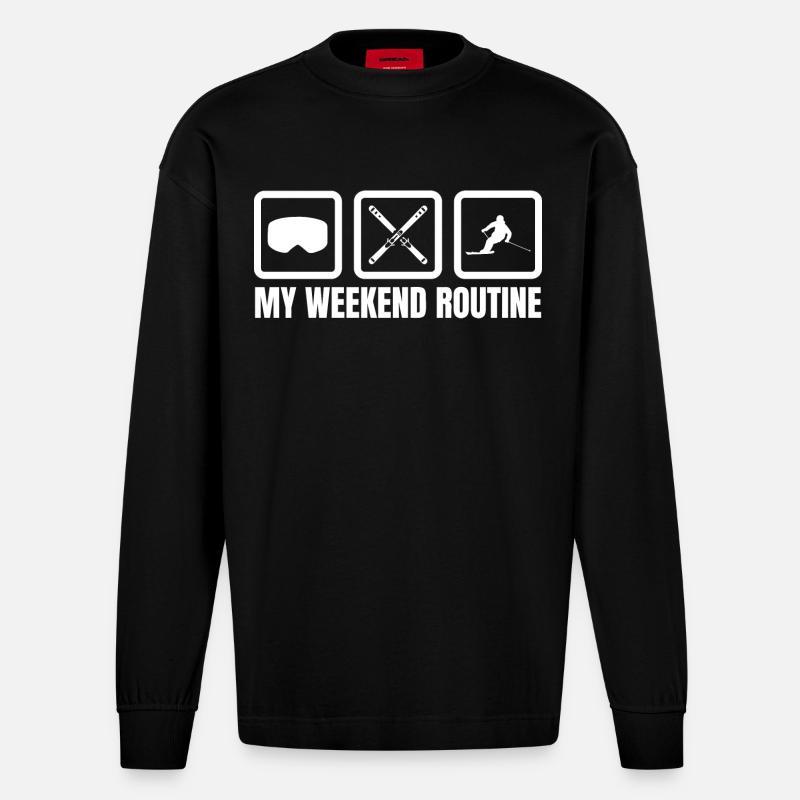 Ma routine du week-end - Manches longues bio épais oversize fabriqué en UE - SOLID BLACK