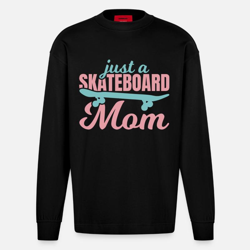 Maman de planche à roulettes - Manches longues bio épais oversize fabriqué en UE - SOLID BLACK
