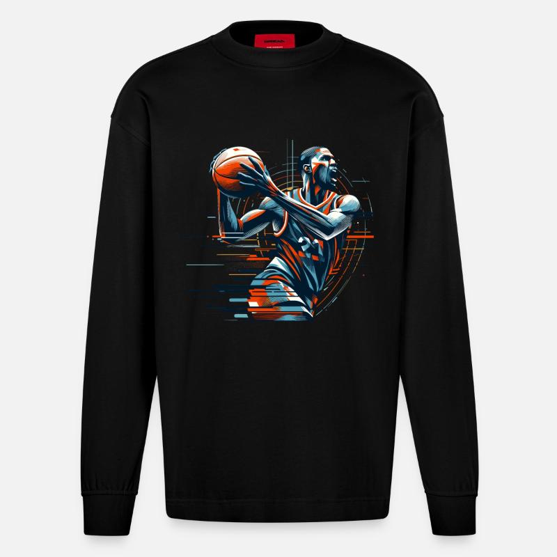 Basketball dynamisch Geschenk - Heavyweight Oversized Organic Langarmshirt Made in EU - SOLID BLACK