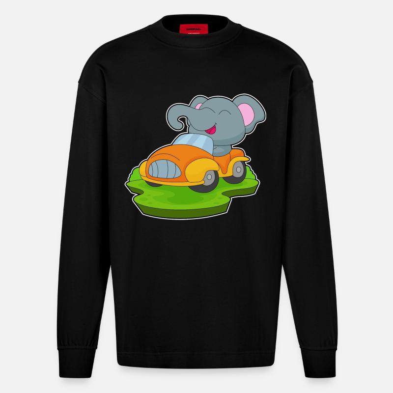 Voiture d’éléphant - Manches longues bio épais oversize fabriqué en UE - SOLID BLACK