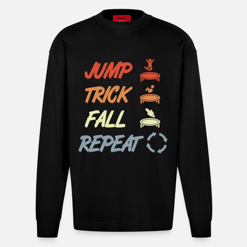 Trampoline Techniques - Manches longues bio épais oversize fabriqué en UE - SOLID BLACK