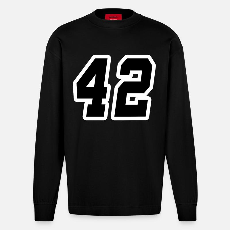 Nummer zweiundvierzig 42 - Heavyweight Oversized Organic Langarmshirt Made in EU - SOLID BLACK